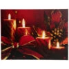Northlight LED Lighted Glitter Striped Candles With Poinsettia Christmas Wall Art - 12" X 15.75"
