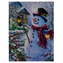 Northlight LED Lighted Snowman With Lantern Christmas Wall Art - 15.75" X 11.75"