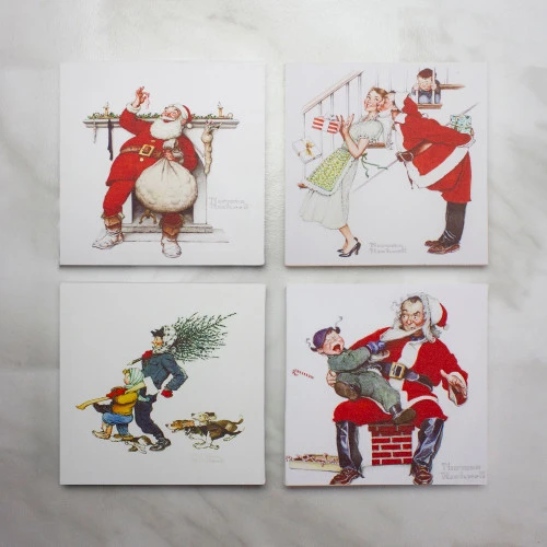Northlight Set Of 4 8" X 8" Classic Norman Rockwell Christmas Scene Canvas Prints 3 Northlight Set Of 4 8" X 8" Classic Norman Rockwell Christmas Scene Canvas Prints - Image 3