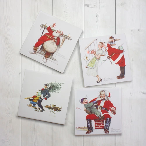 Northlight Set Of 4 8" X 8" Classic Norman Rockwell Christmas Scene Canvas Prints 2 Northlight Set Of 4 8" X 8" Classic Norman Rockwell Christmas Scene Canvas Prints - Image 2