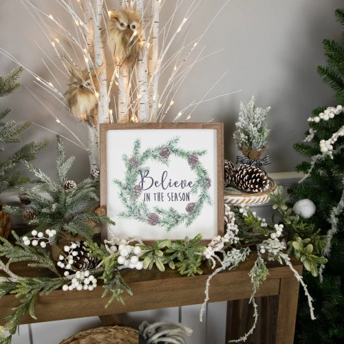 Northlight Wooden Framed "Believe In The Season" Christmas Wall Sign - 11.75" 2 Northlight Wooden Framed "Believe In The Season" Christmas Wall Sign - 11.75" - Image 2