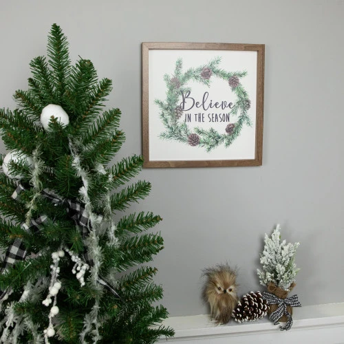 Northlight Wooden Framed "Believe In The Season" Christmas Wall Sign - 11.75" 3 Northlight Wooden Framed "Believe In The Season" Christmas Wall Sign - 11.75" - Image 3