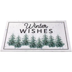Northlight Pine Trees "Winter Wishes" Christmas Doormat 29" X 17"