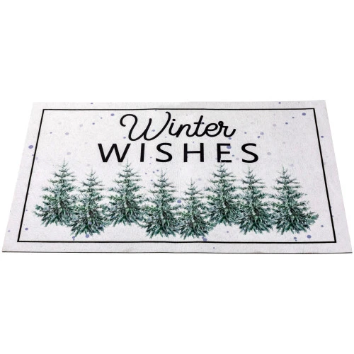Northlight Pine Trees "Winter Wishes" Christmas Doormat 29" X 17" 1 Northlight Pine Trees "Winter Wishes" Christmas Doormat 29" X 17"