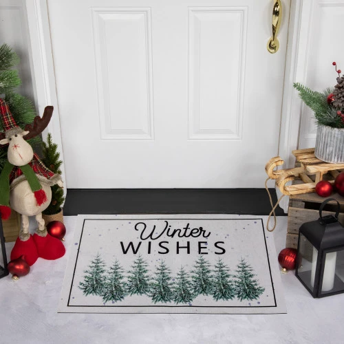 Northlight Pine Trees "Winter Wishes" Christmas Doormat 29" X 17" 2 Northlight Pine Trees "Winter Wishes" Christmas Doormat 29" X 17" - Image 2