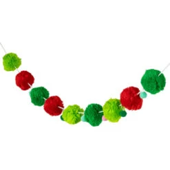 Northlight Pom Pom Christmas Garland - 4' X 2" - Green And Red - Unlit -Winter Decor Store northlight nj95158 03 64982.1694620035