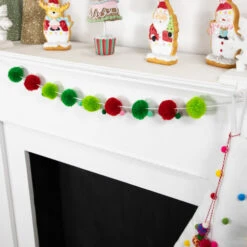 Northlight Pom Pom Christmas Garland - 4' X 2" - Green And Red - Unlit -Winter Decor Store northlight nj95158 styled 01 03451.1695744025