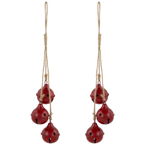 Northlight Cascading Christmas Jingle Bell Ornaments- 13.5" - Red - Set Of 2 2 Northlight Cascading Christmas Jingle Bell Ornaments- 13.5" - Red - Set Of 2 - Image 2