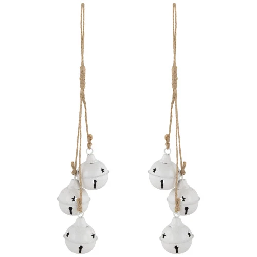 Northlight Cascading Christmas Jingle Bell Ornaments - 13.5" - White - Set Of 2 2 Northlight Cascading Christmas Jingle Bell Ornaments - 13.5" - White - Set Of 2 - Image 2