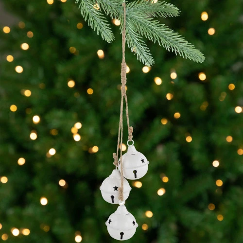 Northlight Cascading Christmas Jingle Bell Ornaments - 13.5" - White - Set Of 2 1 Northlight Cascading Christmas Jingle Bell Ornaments - 13.5" - White - Set Of 2