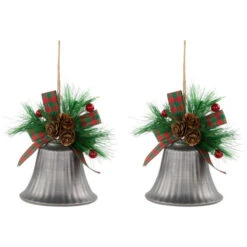 Northlight Bells With Pine Sprigs And Plaid Bow Christmas Ornaments - 7" - Silver - Set Of 2 10 Northlight Bells With Pine Sprigs And Plaid Bow Christmas Ornaments - 7" - Silver - Set Of 2 -Winter Decor Store northlight nj96013 02 01867.1721868330