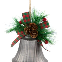 Northlight Bells With Pine Sprigs And Plaid Bow Christmas Ornaments - 7" - Silver - Set Of 2 11 Northlight Bells With Pine Sprigs And Plaid Bow Christmas Ornaments - 7" - Silver - Set Of 2 -Winter Decor Store northlight nj96013 03 93758.1721868330