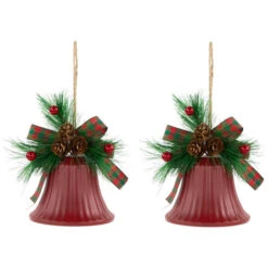 Northlight Bells With Pine Sprigs And Bow Christmas Ornaments- 7" - Red - Set Of 2 10 Northlight Bells With Pine Sprigs And Bow Christmas Ornaments- 7" - Red - Set Of 2 -Winter Decor Store northlight nj96015 02 68047.1721868330