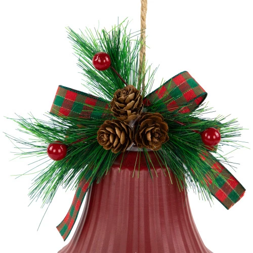 Northlight Bells With Pine Sprigs And Bow Christmas Ornaments- 7" - Red - Set Of 2 6 Northlight Bells With Pine Sprigs And Bow Christmas Ornaments- 7" - Red - Set Of 2 - Image 6