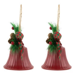 Northlight Bells With Pine Sprigs And Bow Christmas Ornaments- 7" - Red - Set Of 2 12 Northlight Bells With Pine Sprigs And Bow Christmas Ornaments- 7" - Red - Set Of 2 -Winter Decor Store northlight nj96015 05 99787.1721868333