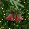 Northlight Bells With Pine Sprigs And Bow Christmas Ornaments- 7" - Red - Set Of 2