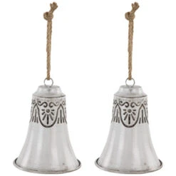 Northlight Embossed Bells Christmas Ornaments - 6" - White - Set Of 2 9 Northlight Embossed Bells Christmas Ornaments - 6" - White - Set Of 2 -Winter Decor Store northlight nj96022 04 02117.1723857302