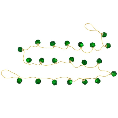 Northlight Shiny Metal Jingle Bells Christmas Garland - 7.5' - Green 2 Northlight Shiny Metal Jingle Bells Christmas Garland - 7.5' - Green - Image 2