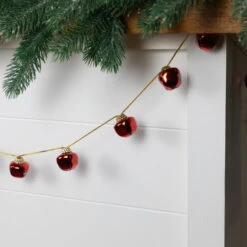 Northlight Shiny Christmas Jingle Bells Metal Garland - 7.5' - Red