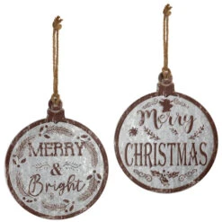 Northlight Merry Christmas And Merry And Bright Wall Signs - 14" - Gray And Brown - Set Of 2