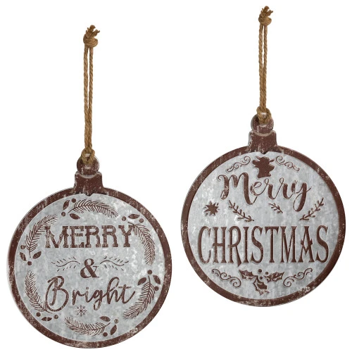 Northlight Merry Christmas And Merry And Bright Wall Signs - 14" - Gray And Brown - Set Of 2 1 Northlight Merry Christmas And Merry And Bright Wall Signs - 14" - Gray And Brown - Set Of 2