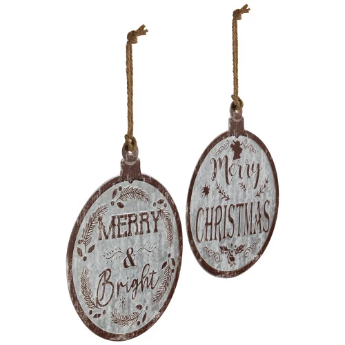 Northlight Merry Christmas And Merry And Bright Wall Signs - 14" - Gray And Brown - Set Of 2 3 Northlight Merry Christmas And Merry And Bright Wall Signs - 14" - Gray And Brown - Set Of 2 - Image 3