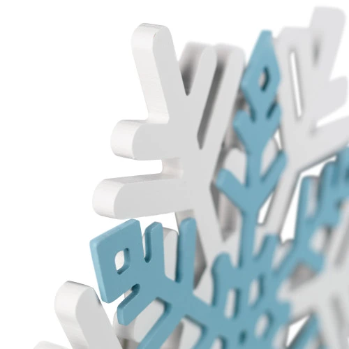 Northlight Snowflake Wooden Christmas Wall Decoration - 11.75" - White And Blue 5 Northlight Snowflake Wooden Christmas Wall Decoration - 11.75" - White And Blue - Image 5