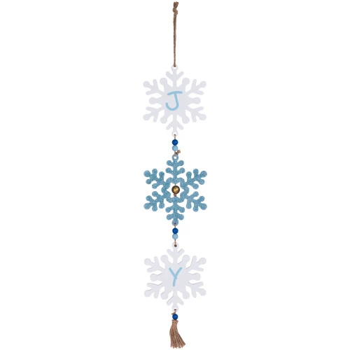 Glittered Joy Snowflakes Christmas Wall Sign - 26" 2 Glittered Joy Snowflakes Christmas Wall Sign - 26" - Image 2