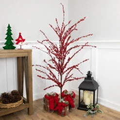 Northlight 5' Artificial Red Berry Christmas Twig Tree, Unlit -Winter Decor Store northlight nl003422c20yw14841 styled 79333.1688566827