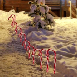 Lighted Candy Cane Outdoor Christmas Pathway Markers - 13.5' White Wire - Set Of 10 -Winter Decor Store northlight nl01040 style 70487.1665519664