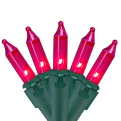 Northlight 50-Count Pink Mini Christmas Light Set - 10' Green Wire