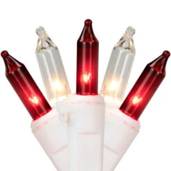 Northlight 50 Count Red And Clear Mini Christmas Light Set, 10ft White Wire