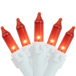 Northlight 100-Count Orange Mini Christmas Lights Set, 20.25ft White Wire