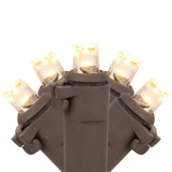 Northlight 50ct Warm White LED Wide Angle Christmas Lights, 16.25ft Brown Wire