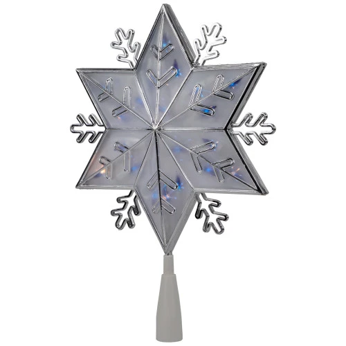 Northlight 10" Silver Snowflake Lighted Christmas Tree Topper - Blue Lights 3 Northlight 10" Silver Snowflake Lighted Christmas Tree Topper - Blue Lights - Image 3
