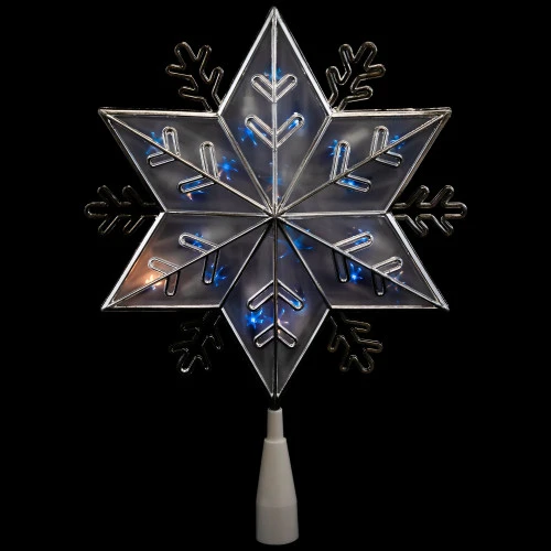 Northlight 10" Silver Snowflake Lighted Christmas Tree Topper - Blue Lights 6 Northlight 10" Silver Snowflake Lighted Christmas Tree Topper - Blue Lights - Image 6