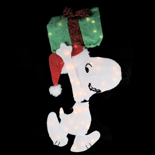 Northlight 32" Lighted Peanuts Snoopy With Present Christmas Outdoor Yard Decoration 2 Northlight 32" Lighted Peanuts Snoopy With Present Christmas Outdoor Yard Decoration - Image 2