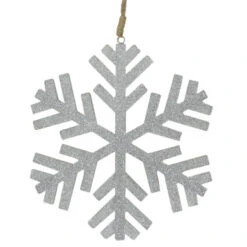 8.75" Silver And Brown Glittered Snowflake Shaped Christmas Ornament