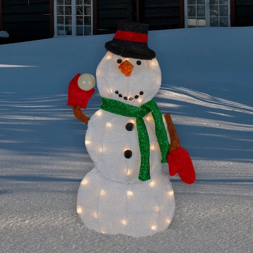 Northlight Snowman With Snowball Christmas Outdoor Decoration - 24" - White Lights 2 Northlight Snowman With Snowball Christmas Outdoor Decoration - 24" - White Lights - Image 2