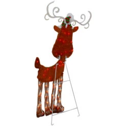 Northlight Lighted 2D Chenille Reindeer Outdoor Christmas Decoration - 32" - Red - Warm White -Winter Decor Store northlight qh92873 2 08884.1646269172