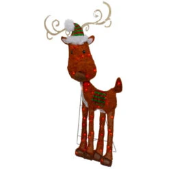Northlight Lighted 2D Chenille Reindeer Outdoor Christmas Decoration - 32" - Red - Warm White -Winter Decor Store northlight qh92873 3 38530.1646269172