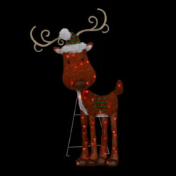 Northlight Lighted 2D Chenille Reindeer Outdoor Christmas Decoration - 32" - Red - Warm White -Winter Decor Store northlight qh92873 onblack 64219.1646269171
