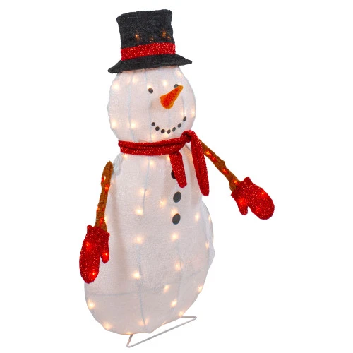 Northlight 32" Lighted 3D Chenille Snowman In Top Hat Outdoor Christmas Decoration 4 Northlight 32" Lighted 3D Chenille Snowman In Top Hat Outdoor Christmas Decoration - Image 4