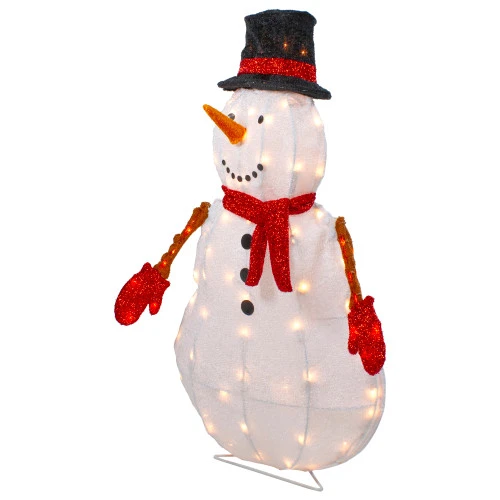 Northlight 32" Lighted 3D Chenille Snowman In Top Hat Outdoor Christmas Decoration 5 Northlight 32" Lighted 3D Chenille Snowman In Top Hat Outdoor Christmas Decoration - Image 5