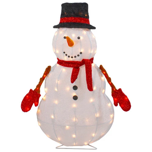 Northlight 32" Lighted 3D Chenille Snowman In Top Hat Outdoor Christmas Decoration 1 Northlight 32" Lighted 3D Chenille Snowman In Top Hat Outdoor Christmas Decoration