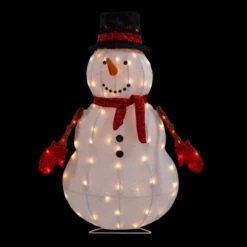 Northlight 32" Lighted 3D Chenille Snowman In Top Hat Outdoor Christmas Decoration 8 Northlight 32" Lighted 3D Chenille Snowman In Top Hat Outdoor Christmas Decoration -Winter Decor Store northlight qh92875 onblack 32273.1664293235