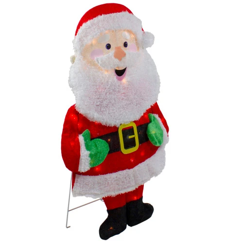 Northlight Lighted 2D Chenille Santa Outdoor Christmas Decoration - 32" - Warm White Lights 4 Northlight Lighted 2D Chenille Santa Outdoor Christmas Decoration - 32" - Warm White Lights - Image 4
