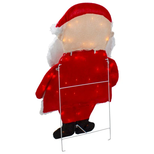 Northlight Lighted 2D Chenille Santa Outdoor Christmas Decoration - 32" - Warm White Lights 6 Northlight Lighted 2D Chenille Santa Outdoor Christmas Decoration - 32" - Warm White Lights - Image 6