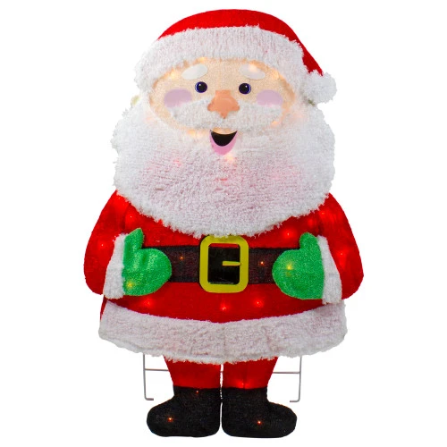 Northlight Lighted 2D Chenille Santa Outdoor Christmas Decoration - 32" - Warm White Lights 1 Northlight Lighted 2D Chenille Santa Outdoor Christmas Decoration - 32" - Warm White Lights