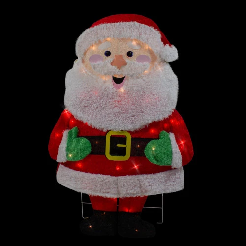 Northlight Lighted 2D Chenille Santa Outdoor Christmas Decoration - 32" - Warm White Lights 3 Northlight Lighted 2D Chenille Santa Outdoor Christmas Decoration - 32" - Warm White Lights - Image 3